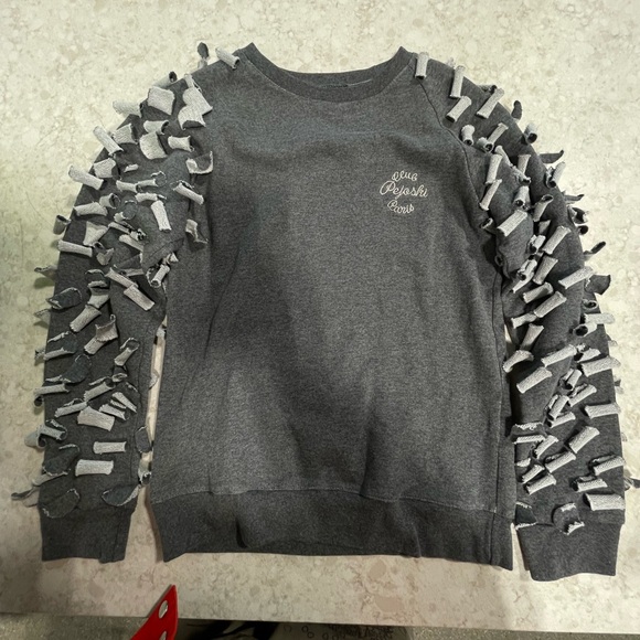 marjan pejoski Sweaters - Gray Crew Neck Sweater with Unique Sleeve Design